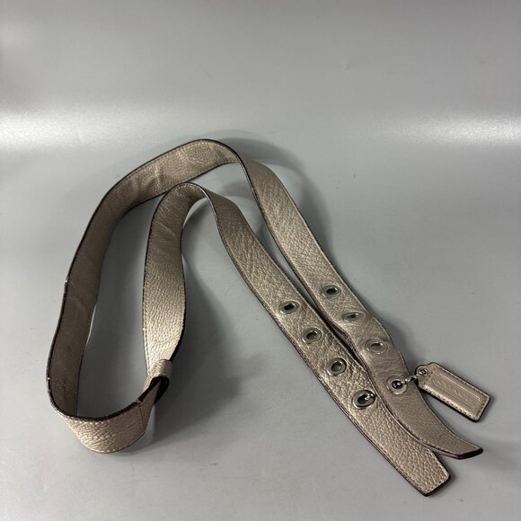 Coach Light Metallic Gray Long Wide Strap & Fob - Picture 1 of 12